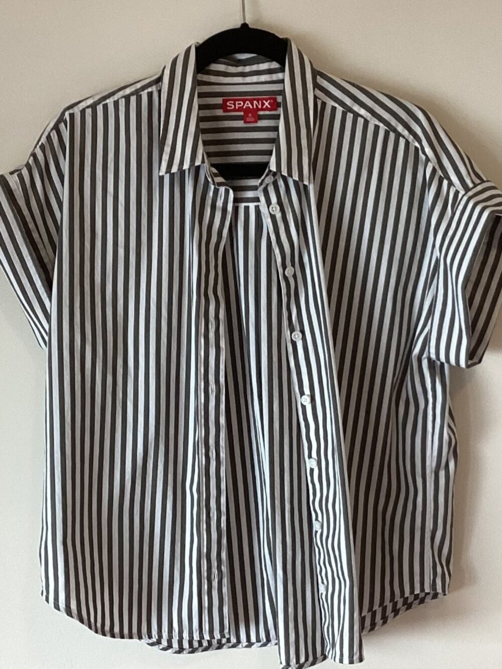 Spanx Poplin Oversized Short Sleeved Button down top